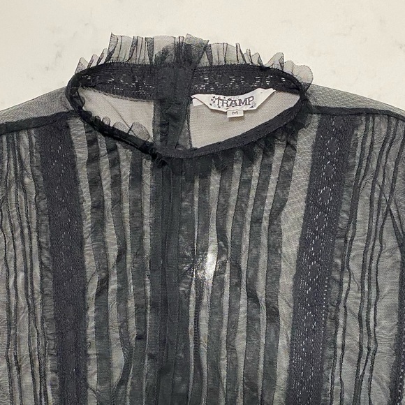 Elegant Black Sheer Striped Women's Top - Picture 12 of 12